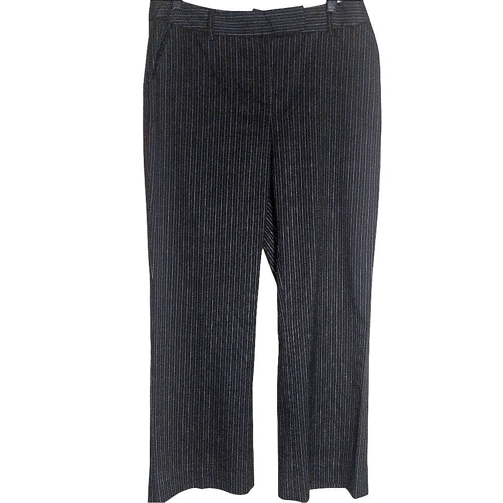 Alfani Women's Retro Pinstripe Mid-Rise  Wide Leg Dress Pants Black Size 8